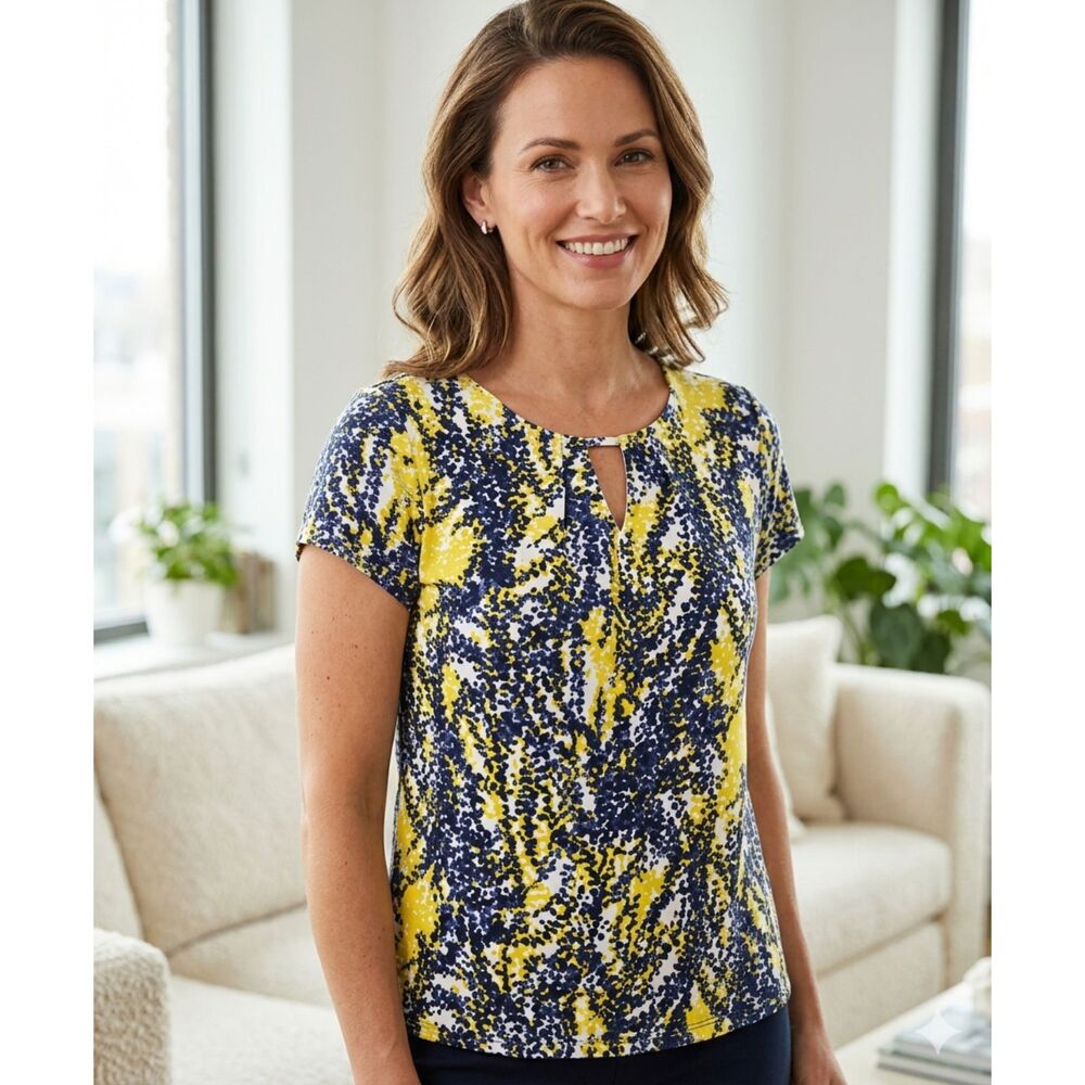 {Boden} Abstract Print Viscose Silk Mix Blouse.